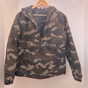 Tommy Hilfiger Insulated Hoodie Anorak Nylon Winbreaker Jacket Camo Mens Size S